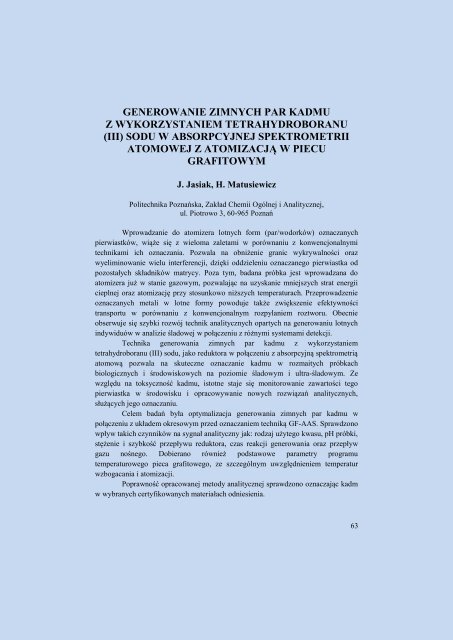 MateriaÅy - WydziaÅ Technologii Chemicznej - Poznan.pl