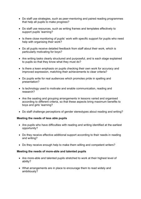 Best practice in the reading and writing of pupils aged 7 to 14 ... - Estyn