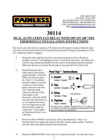 Dual Activation Electric Fan Relay Kit - Painless Wiring