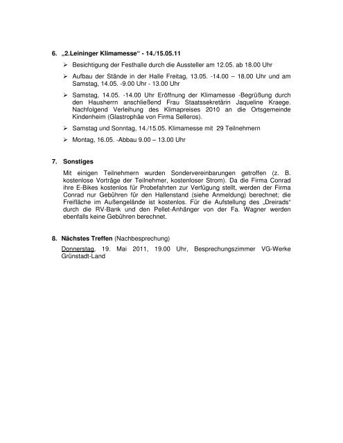 Protokoll der 23. Projektgruppensitzung - Leiningerland