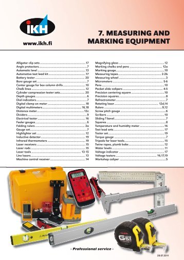 7. MEASURING AND MARKING EQUIPMENT
