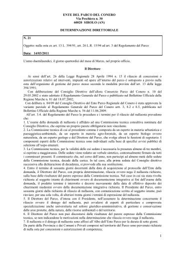 Leggi determina n. 21 - Il Parco del Conero