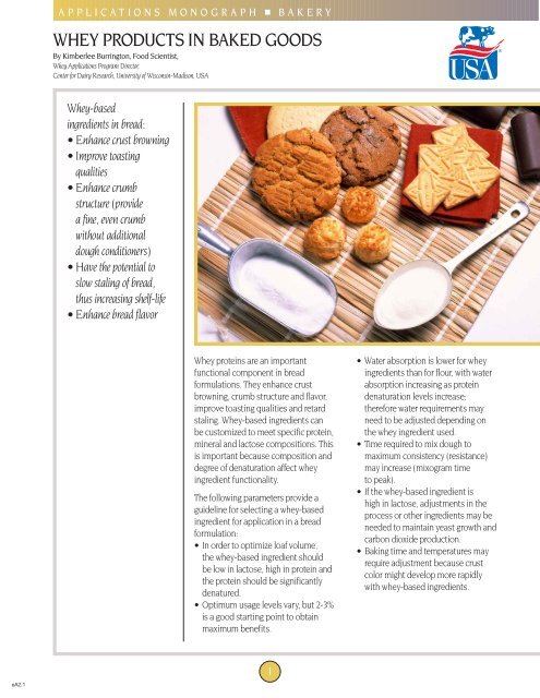 WHEY PRODUCTS IN BAKED GOODS - US Dairy Export Council