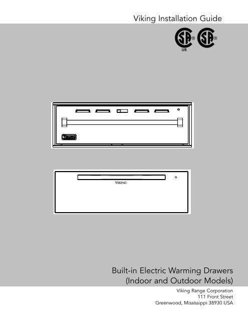 Viking Installation Guide Built-in Electric Warming Drawers (Indoor ...