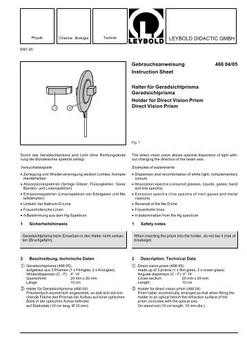 LEYBOLD DIDACTIC GMBH Gebrauchsanweisung 466 04/05 ...