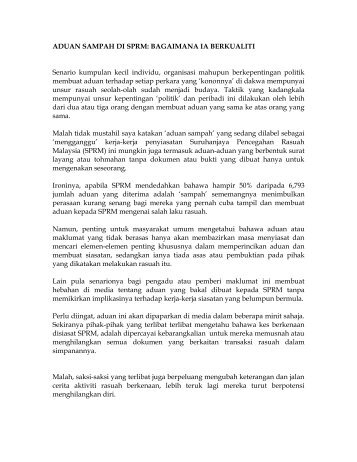 Aduan Sampah - Suruhanjaya Pencegahan Rasuah Malaysia