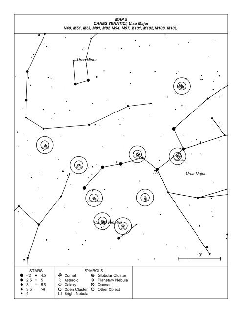 Messier List of Objects and Map Key