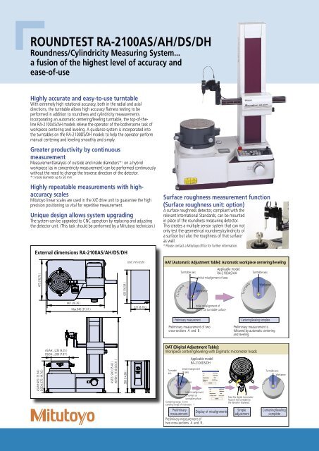 Roundtest RA-2100 Series - Mitutoyo Scandinavia AB