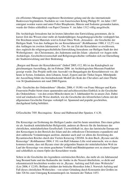 Medienliste G 03/07 Titelthema: Die Kreuzzüge ... - G/Geschichte