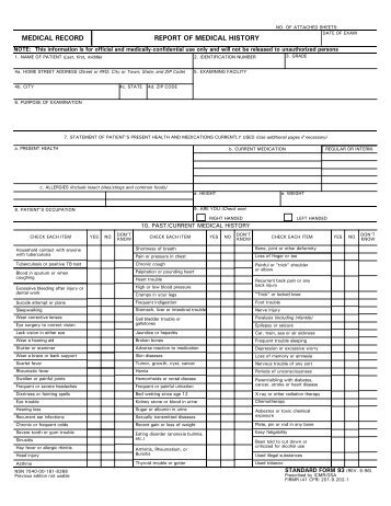 standard form 93 report of medical history jsc aircraft ops main