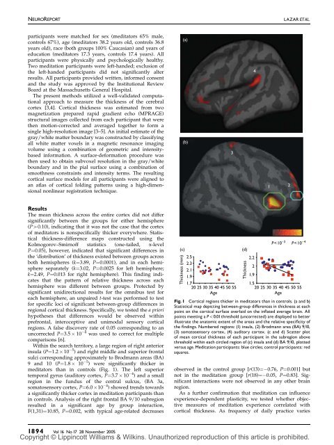 Meditation experience is associated with increased cortical thickness
