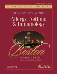 ACAAI Preliminary Program 2011 - American College of Allergy ...