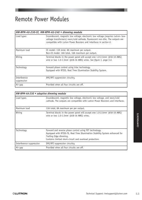 HomeWorks Technical Reference Guide International Edition - Lutron