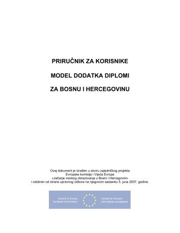 priruÄnik za korisnike model dodatka diplomi za bosnu i hercegovinu