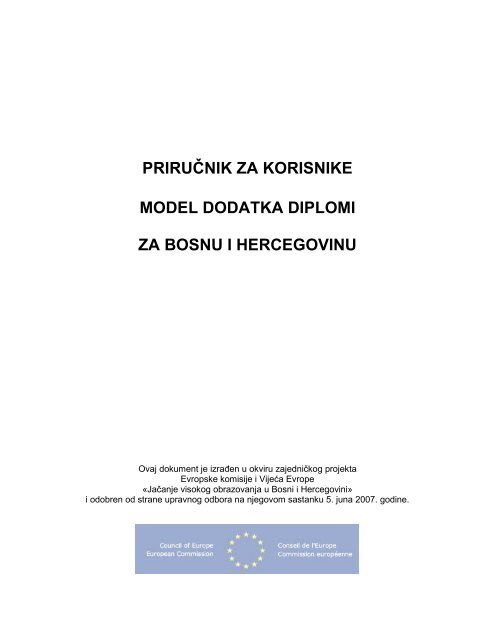 priruÄnik za korisnike model dodatka diplomi za bosnu i hercegovinu