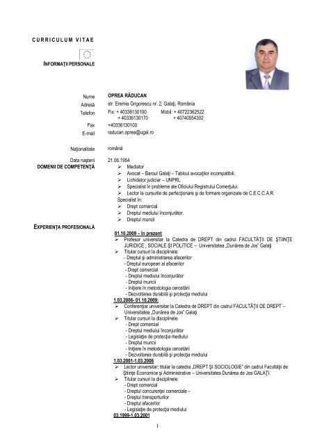 CV Raducan OPREA.pdf - Facultatea de Drept