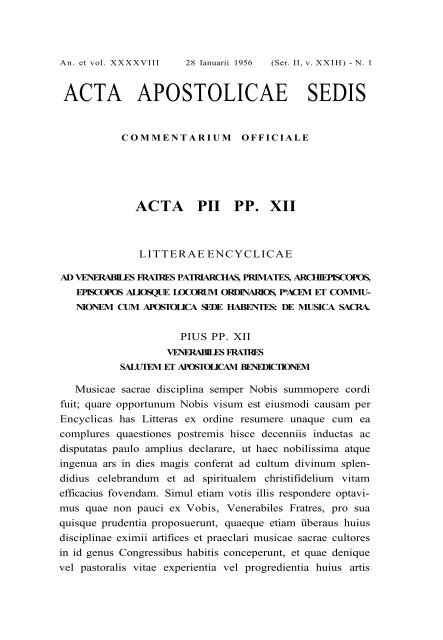 ACTA APOSTOLICAE SEDIS - Libr@rsi