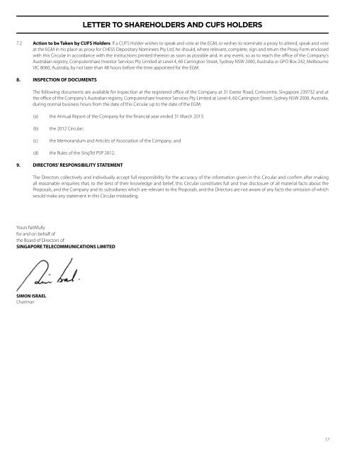 EGM Circular and Notice of Extraordinary General Meeting - Optus