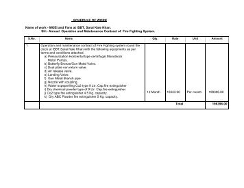 SCHEDULE OF WORK Name of work:- MOEI and Fans at ISBT ...