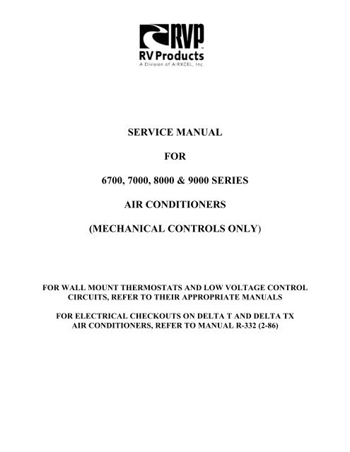 service manual for 6700, 7000, 8000 & 9000 series air conditioners
