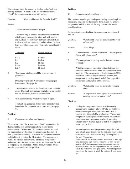 service manual for 6700, 7000, 8000 & 9000 series air conditioners