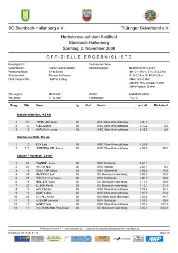 SC Steinbach-Hallenberg eV ThÃ¼ringer Skiverband eV Herbstcross ...