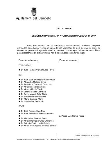 Pleno AP20070626.pdf - Ayuntamiento de El Campello