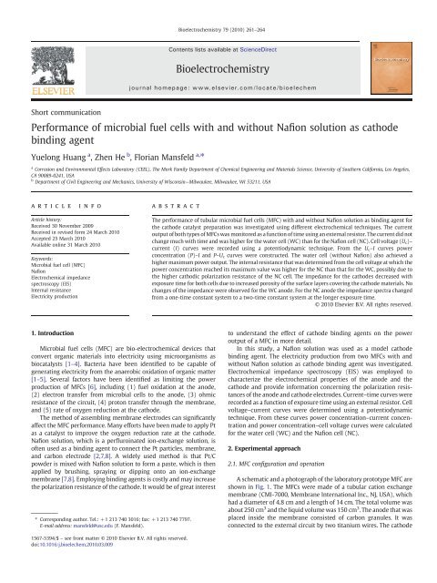 Performance of microbial fuel cells with and without ... - ResearchGate