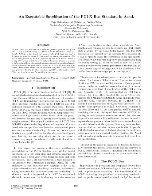 An Executable Specification of the PCI-X Bus Standard in AsmL