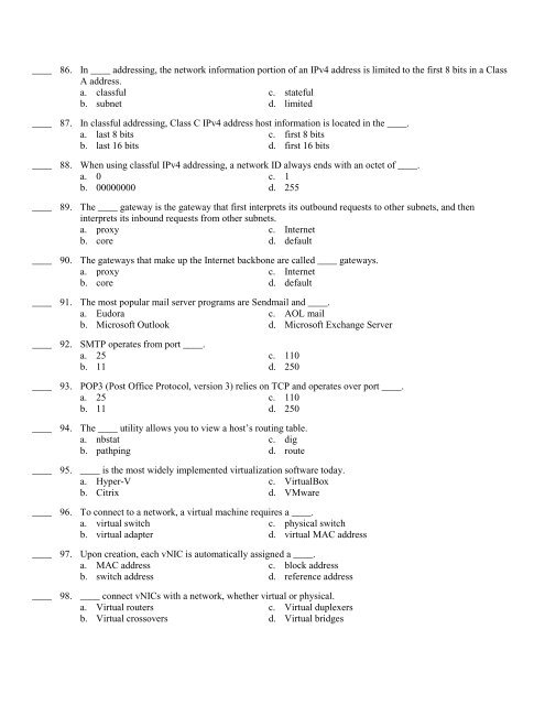CIS 150 Final Exam Review Sheet Multiple Choice Identify the ...