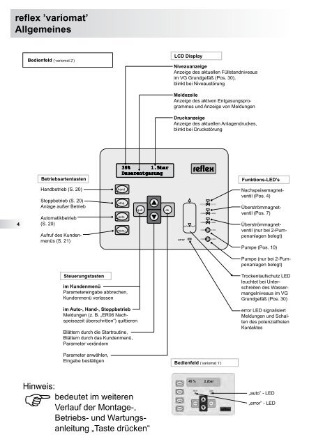 reflex 'variomat' Druckhaltestation Montage-, Betriebs- und ...