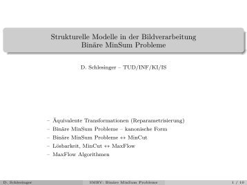 Strukturelle Modelle in der Bildverarbeitung BinÃƒÂ¤re MinSum Probleme