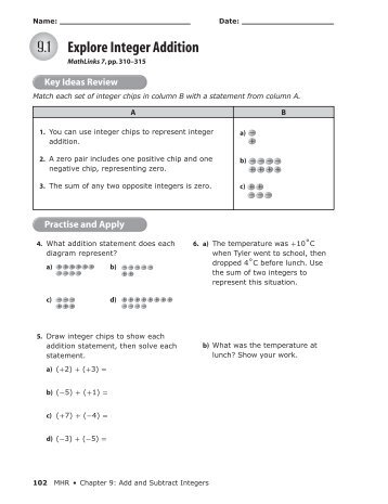 9.1 Explore Integer Addition