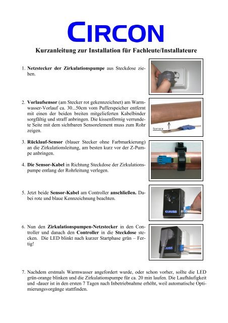 Kurzanleitung zur Installation für Fachleute ... - Circon - dr-clauss