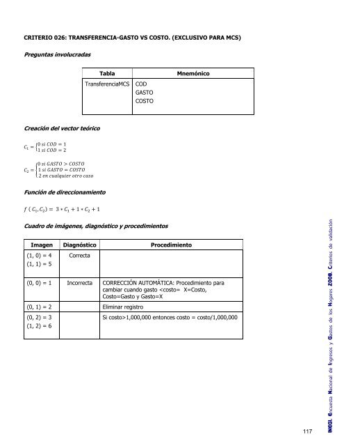 Criterios de validación - Inegi