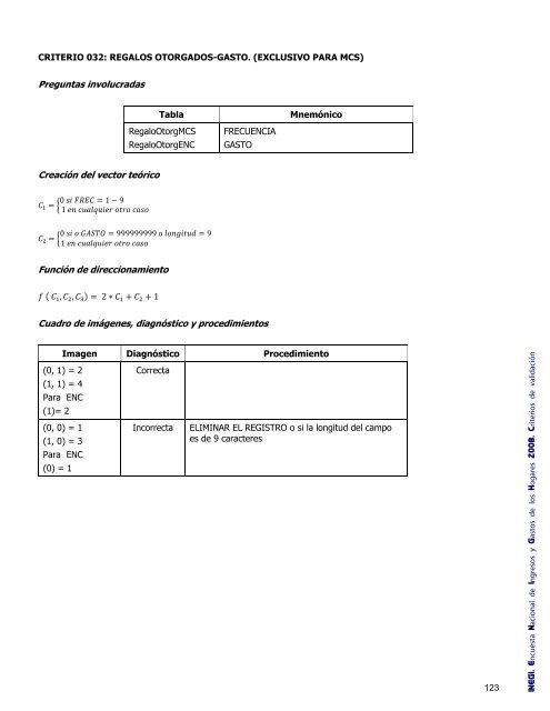 Criterios de validación - Inegi