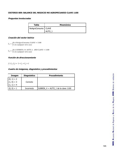 Criterios de validación - Inegi