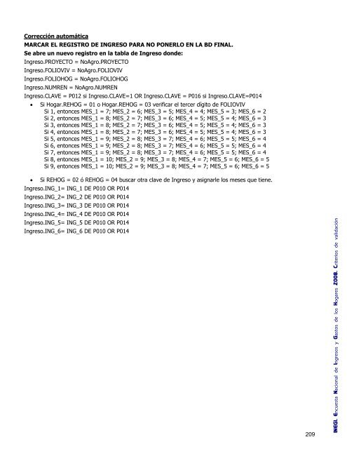 Criterios de validación - Inegi