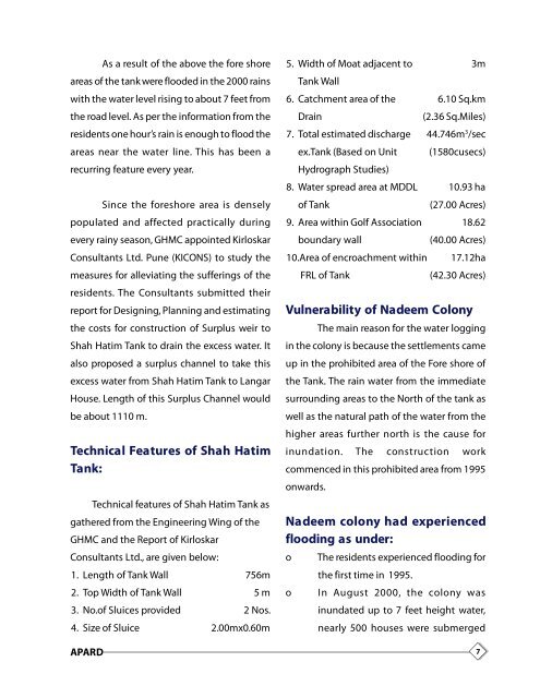 A report on Inundation Scenario in Nadeem Colony, Hyderabad