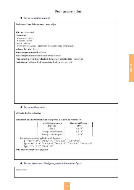 Catalogue descriptif des familles de dÃ©chets radioactifs ... - Andra