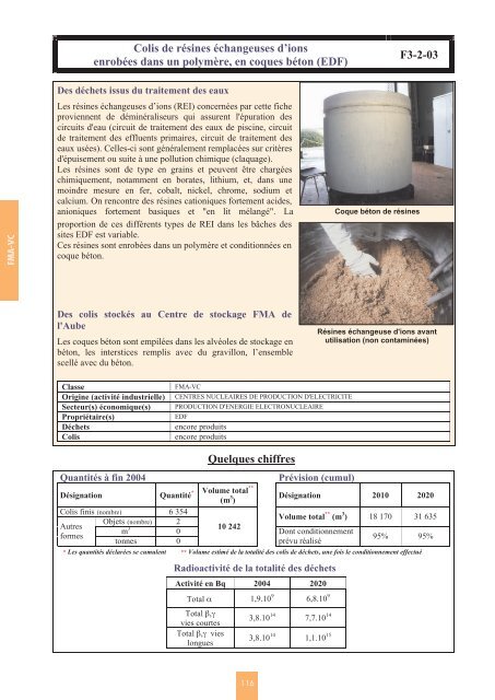 Catalogue descriptif des familles de dÃ©chets radioactifs ... - Andra