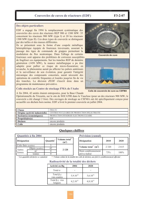 Catalogue descriptif des familles de dÃ©chets radioactifs ... - Andra