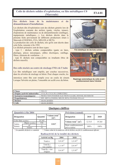 Catalogue descriptif des familles de dÃ©chets radioactifs ... - Andra