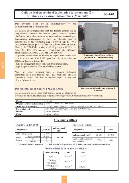 Catalogue descriptif des familles de dÃ©chets radioactifs ... - Andra