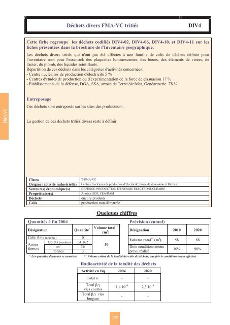 Catalogue descriptif des familles de dÃ©chets radioactifs ... - Andra