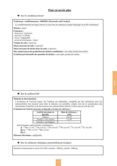 Catalogue descriptif des familles de dÃ©chets radioactifs ... - Andra