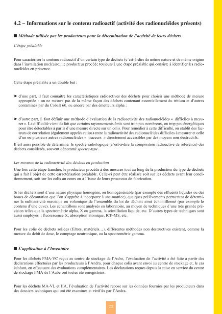 Catalogue descriptif des familles de dÃ©chets radioactifs ... - Andra