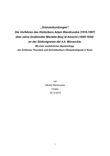 „Grenzerkundungen“ Die Vorfahren des Historikers Adam Wandruszka