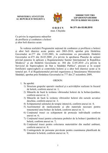 Ordin â 371 din 03.06.2010 cu privire la organizarea mÄsurilor de ...