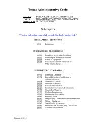 Texas Administrative Code Subchapters - Texas Department of ...